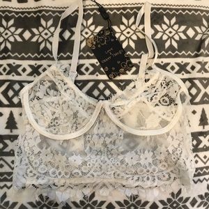 NWT!! “Love & Other Things” S White lace bralette